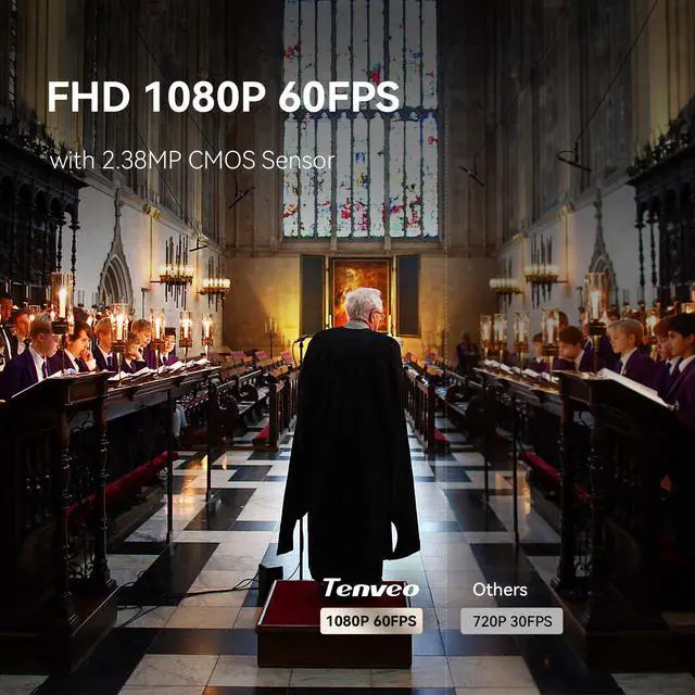 Alt view image 4 of 5 - Tenveo VLoop 11X Optical Zoom PTZ Camera Conference Camera, USB3.0/HDMI FHD 1080P 60FPS, for Video Conferencing Live Streaming Church Services Worship Events Business Meeting, Red Dot Design Winner