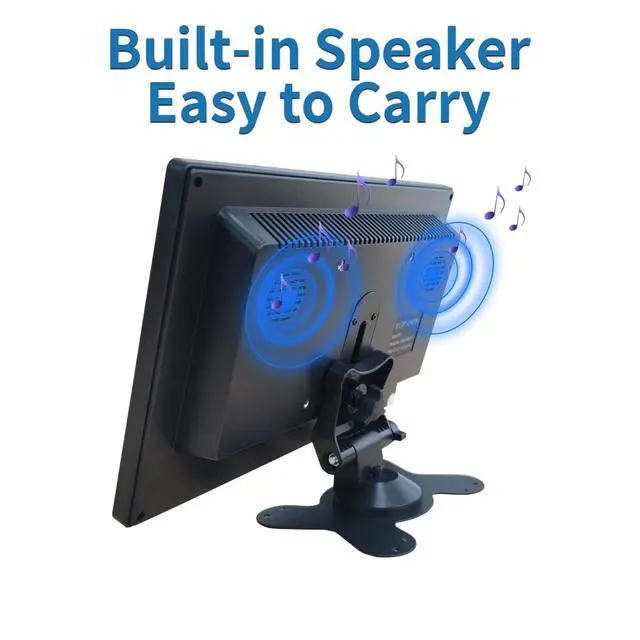 Alt view image 5 of 5 - Qcvoruno 10.1 inch LCD Security Monitor & Displays, 1024 * 600 Resolution,BNC/AV Input, Built-in Dual Speakers Portable Monitor, Suitable for TV CCTV DVD CCD