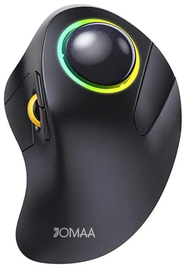 Main image of JOMAA Wireless Bluetooth Trackball Mouse with RGB Backlight,Finger Control, 3 Device Switch, Silent Rechargeable Ergonomic Drawing Office Mouse for Laptop, Desktop Computer, Tablet Phone