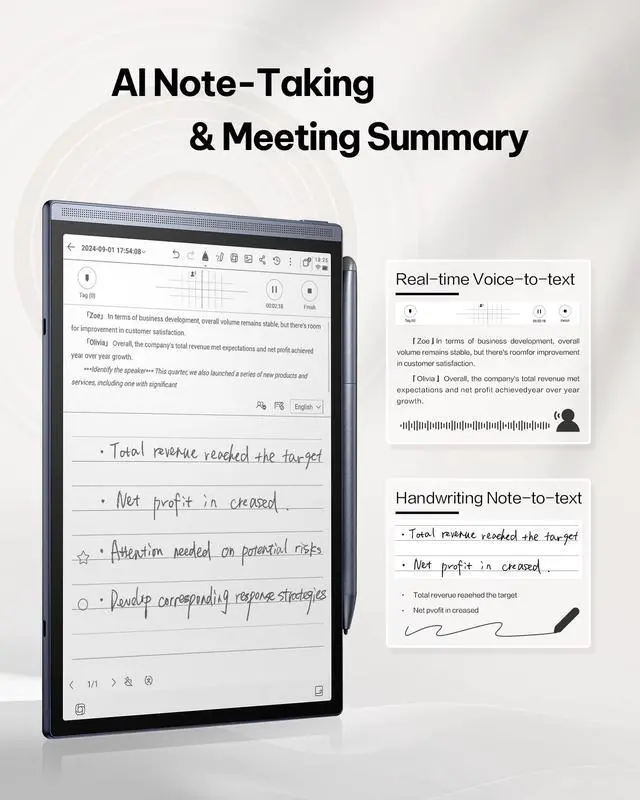 Alt view image 2 of 5 - iFLYTEK AINOTE Air 2 Bundle - Black Folio Case, 8.2-inch AI Note-Taking Tablet Writing Paper Tablets, Digital Notebook with Pen, Voice-to-Text Transcription, Multi-Languages Chatgpt Support