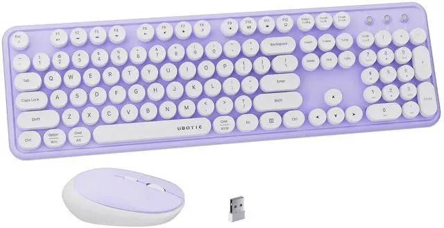 Main image of FCPLU x UBOTIE Colorful Wireless Keyboard and Mouse Combo, Full-Sized Office Keyboard with Typewriter Flexible Keys, 2.4GHz Dropout-Free Connection, Optical Mouse for PC Laptop(Purple White)