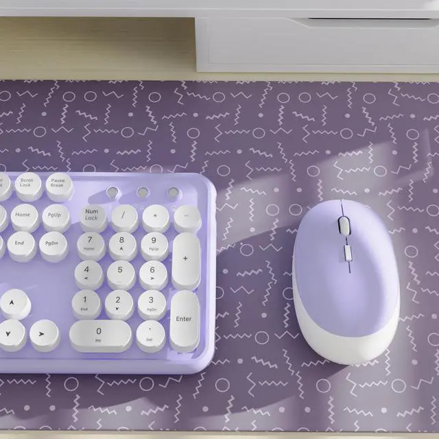 Alt view image 4 of 5 - FCPLU x UBOTIE Colorful Wireless Keyboard and Mouse Combo, Full-Sized Office Keyboard with Typewriter Flexible Keys, 2.4GHz Dropout-Free Connection, Optical Mouse for PC Laptop(Purple White)