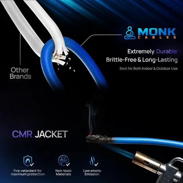 Alt view image 2 of 5 - MONK CABLES | CAT6A Riser Cable 1000ft | 100% Pure Copper | ETL Listed | UTP, 23AWG, 750MHz | DSX-8000 Certified | Stable & Remarkable Performance (Blue)