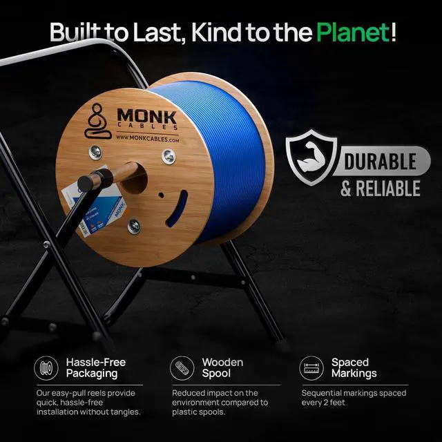 Alt view image 5 of 5 - MONK CABLES | CAT6A Riser Cable 1000ft | 100% Pure Copper | ETL Listed | UTP, 23AWG, 750MHz | DSX-8000 Certified | Stable & Remarkable Performance (Blue)