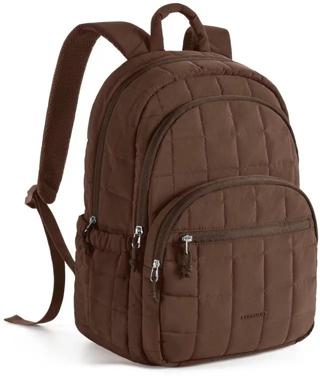 Main image of BAGSMART College Laptop Backpack, Travel Backpack for Women, Quilted Casual Daypack, Water-Resistant Bookbag for 15.6 Inch Laptop, Chocolate