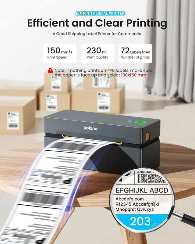 Alt view image 3 of 5 - POLONO Bluetooth Thermal Shipping Label Printer, Wireless 4x6 Shipping Label Printer for Small Business, Support iOS, Android, Windows, Mac. Compatible with Amazon, Ebay, Shopify, Etsy, USPS (Grey)