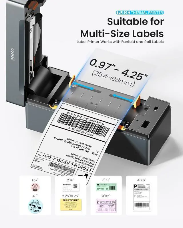 Alt view image 5 of 5 - POLONO Bluetooth Thermal Shipping Label Printer, Wireless 4x6 Shipping Label Printer for Small Business, Support iOS, Android, Windows, Mac. Compatible with Amazon, Ebay, Shopify, Etsy, USPS (Grey)