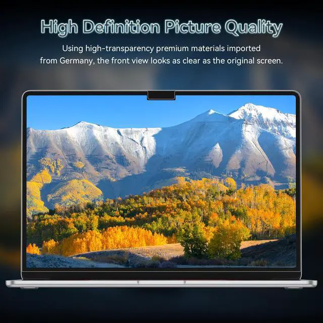 Alt view image 5 of 5 - 360° Privacy Screen for MacBook Air 15 Inch (2023-2025, M2 M3 M4) - A2941 A3114 A3241, 4 Way Privacy Anti Glare Blue Light Filter Shield Film Anti Spy Laptop Protector for Mac 15.3In Computer
