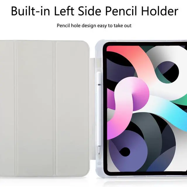 Alt view image 2 of 5 - Girly Cute Cherry Tie Case for iPad 11 inch (A16 Chip) 2025 Generation 11th/iPad 10.9 inch 2022 10th Gen with Pencil Holder and Auto Sleep/Wake,White Leather Soft TPU Back Shell Stand Cover