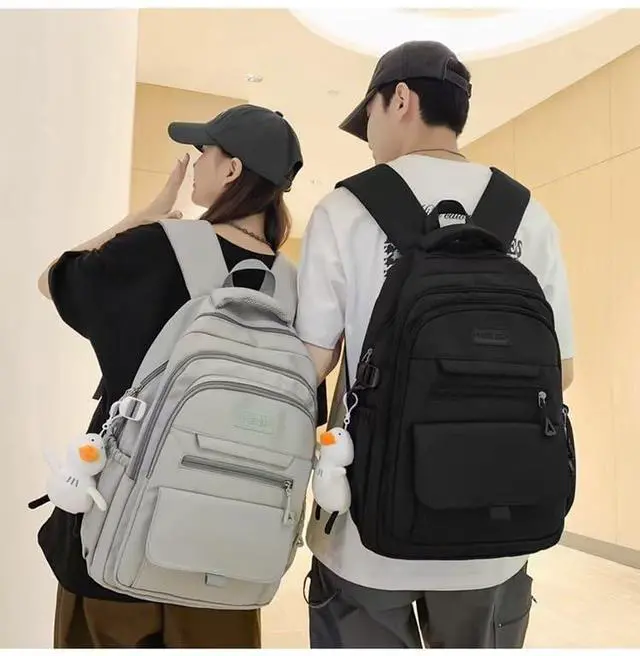 Alt view image 3 of 5 - MININAI Student Backpack for Teen Girls Boys Preppy Elementary Middle School College Bookbags Cute Aesthetic Trendy Daypack (Gray)