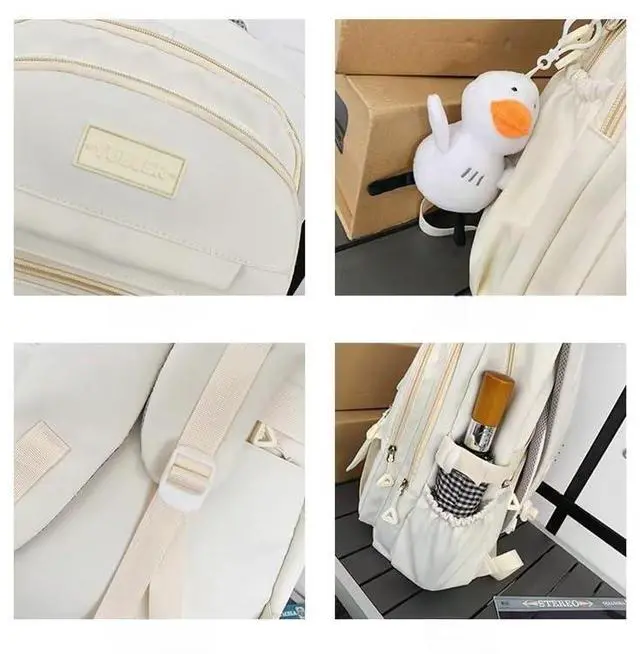 Alt view image 5 of 5 - MININAI Student Backpack for Teen Girls Boys Preppy Elementary Middle School College Bookbags Cute Aesthetic Trendy Daypack (Gray)