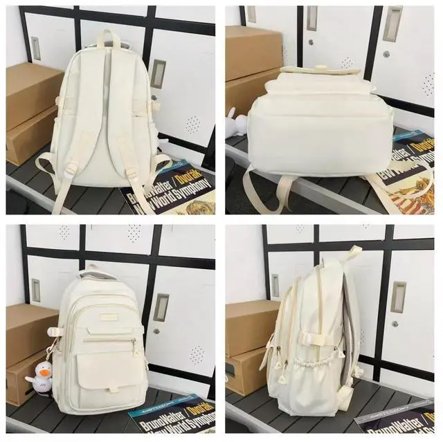 Alt view image 4 of 5 - MININAI Student Backpack for Teen Girls Boys Preppy Elementary Middle School College Bookbags Cute Aesthetic Trendy Daypack (Gray)