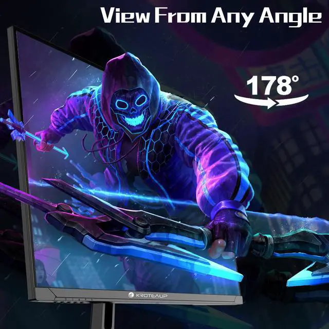 Alt view image 5 of 5 - Kroteaup 32 Inch UHD Gaming Monitor, (3840 X 2160) Computer Monitor, HDR400, DCI-P3 86%100% sRGB, Eye Care, Freesync, HDMI, Dp Port and Built-in Speaker, Support Wall