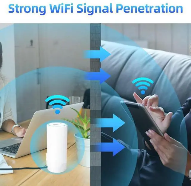 Alt view image 4 of 5 - TODAAIR AC1200 WiFi Extender, 2025 Best WiFi Extender, 1.2Gbps home signal booster, Dual Band 5GHz/2.4GHz, Up to 255 Sq.ft and 68 Devices, EasyMesh Compatible, One Ethernet Port,TUYA APP Smart Control