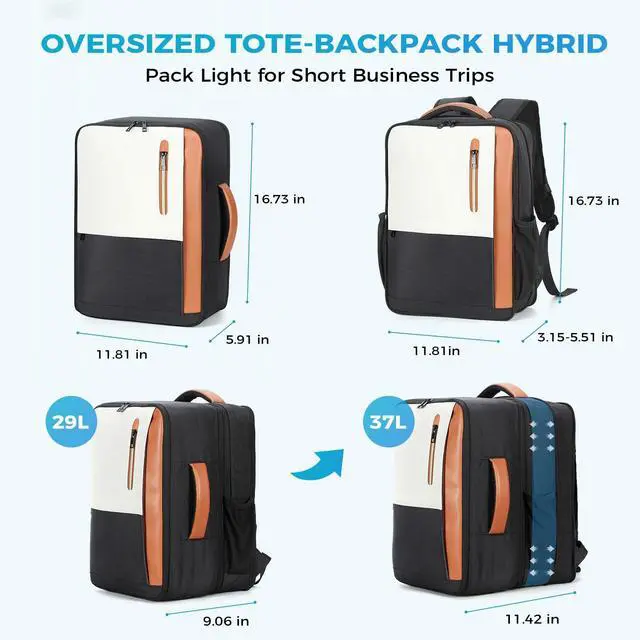 Alt view image 5 of 5 - Lekespring 3-in-1 Detachable Laptop Backpack Set, Airline Approved Carry-On Backpack and Daypack, Fits 17-Inch Laptop, Waterproof Travel Backpack as Personal Item