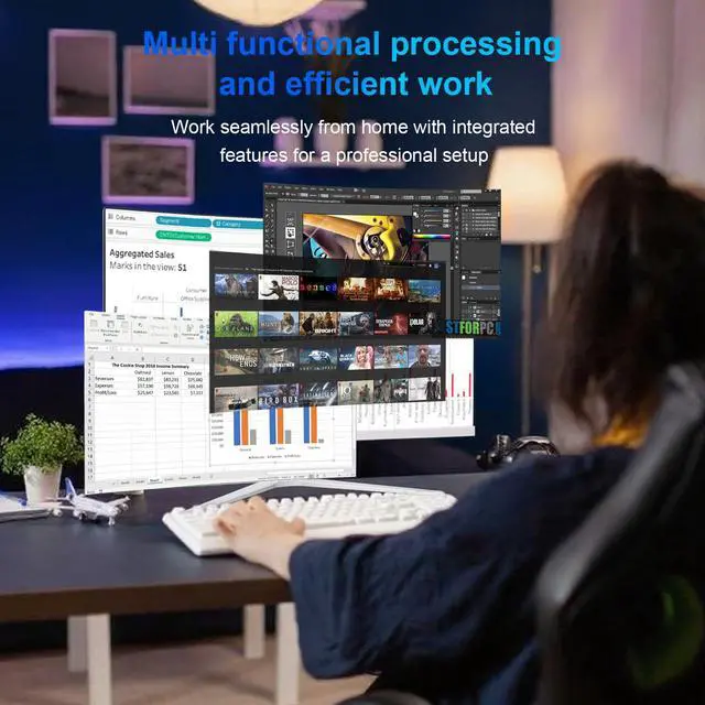 Alt view image 5 of 5 - MECHAZER All-in-One Desktop Computer 23.8 Inch Curved Display Core i7 7700HQ(up to 3.8Ghz) 16GB RAM 512GB SSD Dual-Band WiFi Bluetooth 5.0 Complete with Wired Keyboard & Mouse