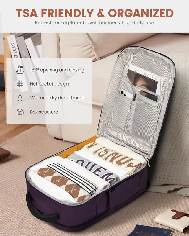 Alt view image 5 of 5 - LOVEVOOK Carry On Travel Backpack For Women Flight Approved, 50L Large Personal Item Backpack Travel Bag for Airplanes, Business 18 Inch Laptop Backpack, Weekender Overnight Daypack, With 3 Cubes