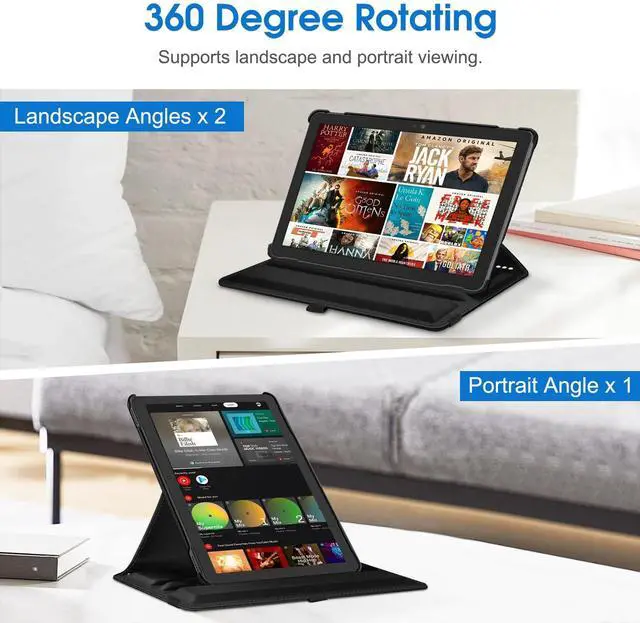 Alt view image 3 of 5 - Fintie Case for All-New Amazon Fire HD 10 Tablet (13th Generation 10.1", 2023 Release)- 360 Degree Rotating Swivel Stand Cover with Dual Auto Sleep/Wake, Black