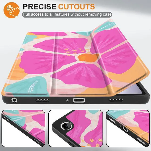 Alt view image 2 of 5 - MEEgoodo Case for Samsung Galaxy Tab A9 Plus 11 inch Cover 2024 2023 with S Pen Holder, A9+ Smart Tablet Cases with Leather Trifold Stand+Soft TPU Back Shell+Smart Auto Wake/Sleep, Hand-Drawn Blossom