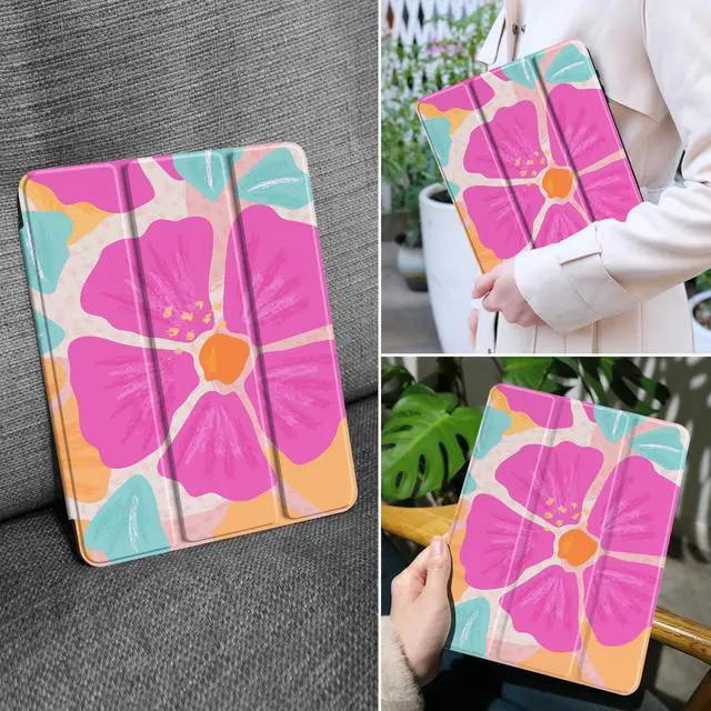 Alt view image 4 of 5 - MEEgoodo Case for Samsung Galaxy Tab A9 Plus 11 inch Cover 2024 2023 with S Pen Holder, A9+ Smart Tablet Cases with Leather Trifold Stand+Soft TPU Back Shell+Smart Auto Wake/Sleep, Hand-Drawn Blossom