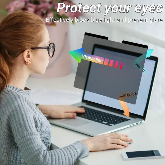 Alt view image 5 of 5 - MUBUY-GOL Magnetic Privacy Screen Protector for MacBook Pro 14 inch (2025-2021, M5, M4, M3, M2, M1) 360° Anti-Spy, Anti-Glare, Anti-Blue Light Protection, Enhanced Screen Clarity & Scratch Guard