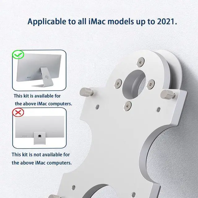 Alt view image 3 of 5 - HEHELISAIL Vesa Adapter Plate Bracket Kit for Pre-2021 Version of The iMac Series Monitors Vesa Up to 100x100 Aluminum Alloy