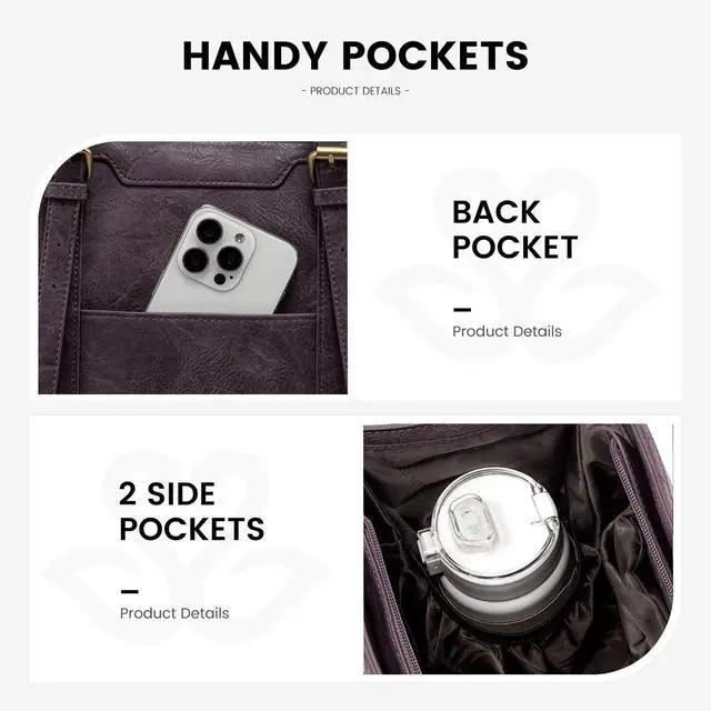 Alt view image 5 of 5 - LOVEVOOK Laptop Tote Bag for Women,17 inch Canvas Leather Computer bag with Clutch Purse for Business, Travel, School, Casual (Light Purple Embossed-P, 15.6 inch)