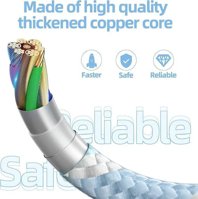 Alt view image 3 of 5 - 3 Pack 6FT USB C to Lightning Cable iPhone Fast Charger Fast Charging Type c to Lightning Cable for iPhone 14 13 12 11 Pro Max Xr Xs 8 and More