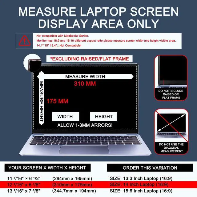 Alt view image 2 of 5 - 4-Way Laptop Privacy Screen Shield 14 Inch, Removable 16:9 Aspect 360° Privacy Filter Screen Protector for 14 Inch Laptop Computer, Anti Glare Blue Light Slide Mount Tabs Cover for Generic Laptop