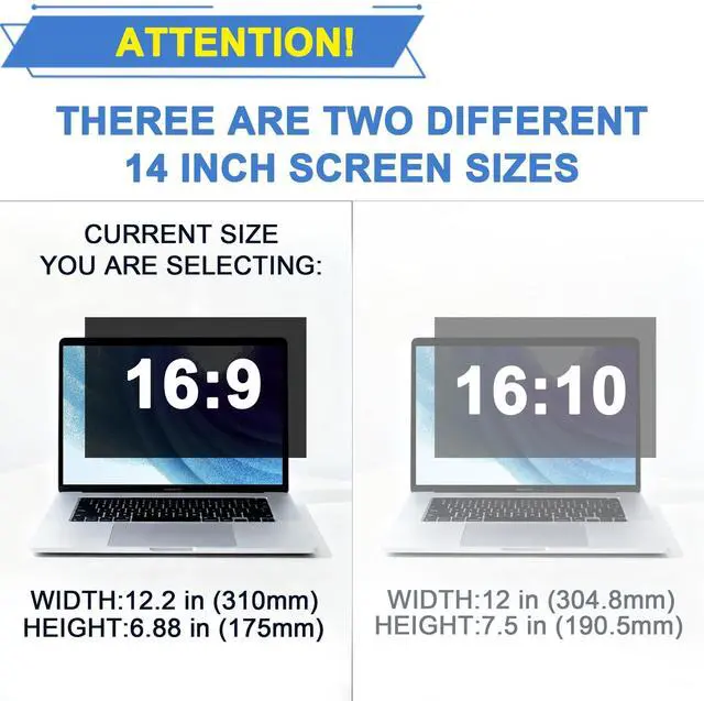 Alt view image 3 of 5 - 4-Way Laptop Privacy Screen Shield 14 Inch, Removable 16:9 Aspect 360° Privacy Filter Screen Protector for 14 Inch Laptop Computer, Anti Glare Blue Light Slide Mount Tabs Cover for Generic Laptop
