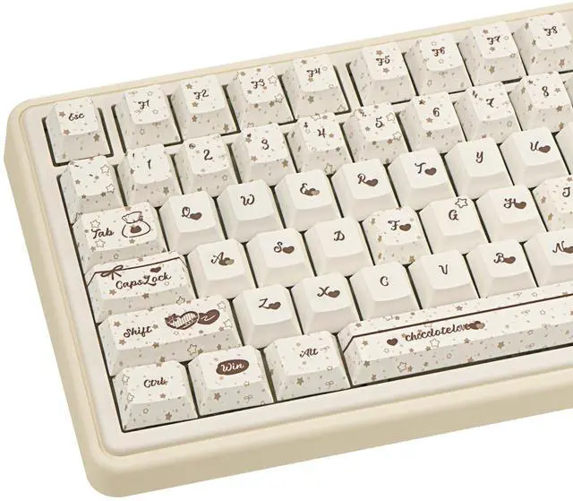 Main image of COOMICKEY PBT Keycaps, Chocolate Keycaps 60 65 75 100 Percent, Cute Key caps Dye Sub, Custom 145 Keys Cherry Profile for 61/68/84/87/98/100 Cherry Gateron MX Mechanical, White