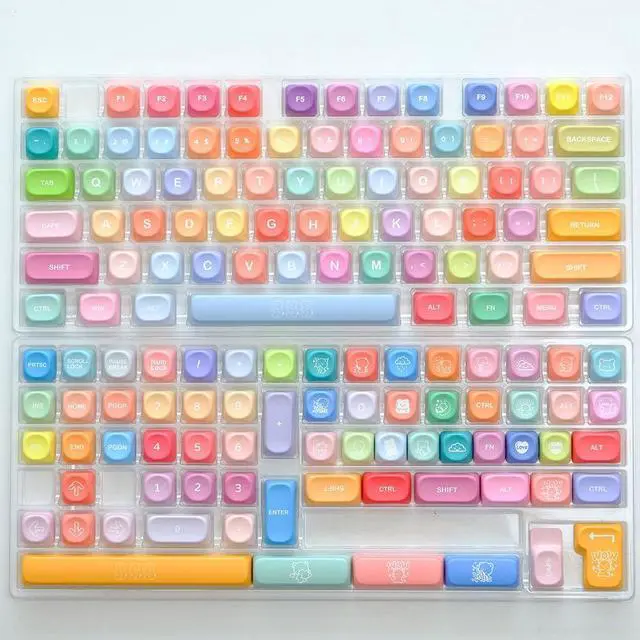 Alt view image 2 of 5 - ILYCHEEGAMI PBT Cute Gradual Colourful MOA Height Round Keycap Set for Kids Girl Custom for Gateron Kailh Cherry Mx Switch Layout ANSI Mechanical Keyboard (MOA-Gummy Bear)