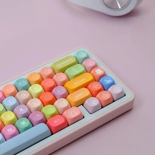 Alt view image 5 of 5 - ILYCHEEGAMI PBT Cute Gradual Colourful MOA Height Round Keycap Set for Kids Girl Custom for Gateron Kailh Cherry Mx Switch Layout ANSI Mechanical Keyboard (MOA-Gummy Bear)