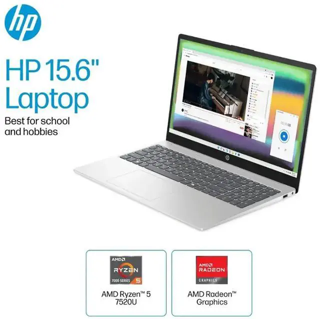 Alt view image 2 of 5 - HP Pavilion 15.6" Touchscreen Business Laptop | AMD Ryzen 5 7520U | 16GB RAM, 1TB PCIe SSD | Numeric Keypad | Webcam | Microsoft Copilot AI 2025 | Wi-Fi 6 | HDMI | Windows 11 Pro | W/Pen