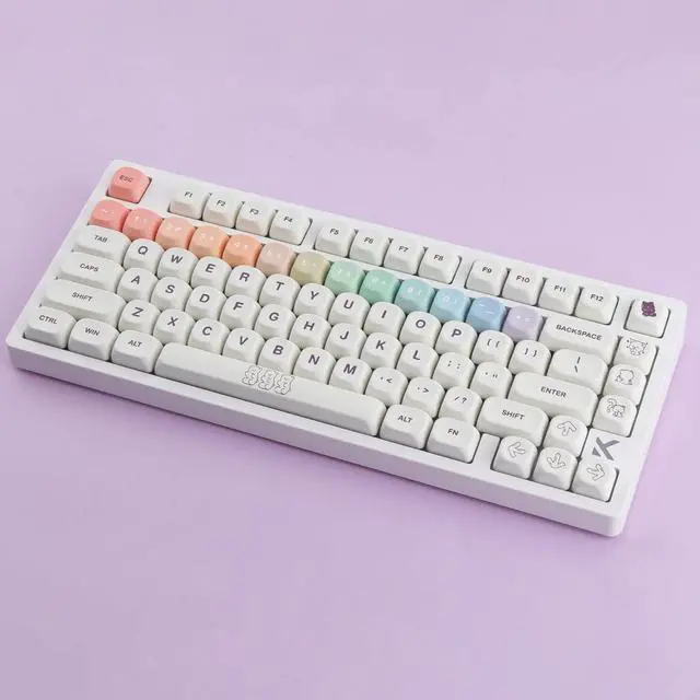 Alt view image 4 of 5 - Sunzit MOA Keycaps,131 Keys Cute PBT Bear Custom Keycaps 60 65 75 100 Percent,Dye-Sub Key caps Keyboard Keycap Set for MX Switches Mechanical Keyboard (White)