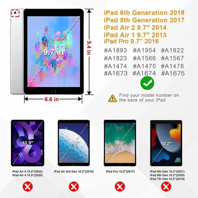 Alt view image 2 of 5 - ZoneFoker Heavy Duty Shockproof Rugged Protective Case for iPad 9.7 Inch, Compatible with iPad 6th/5th Generation (2018/2017 Model), iPad Air 2 / 1st, iPad Pro 9.7 (2016), Sky Blue