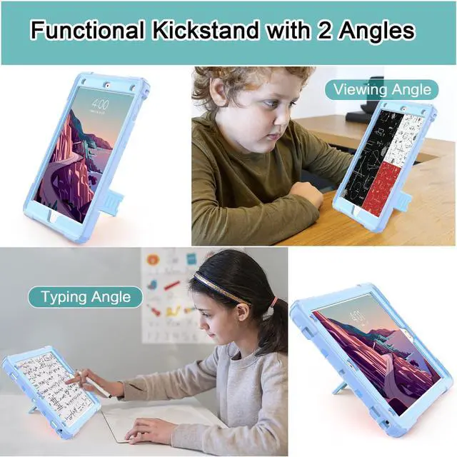 Alt view image 3 of 5 - ZoneFoker Heavy Duty Shockproof Rugged Protective Case for iPad 9.7 Inch, Compatible with iPad 6th/5th Generation (2018/2017 Model), iPad Air 2 / 1st, iPad Pro 9.7 (2016), Sky Blue