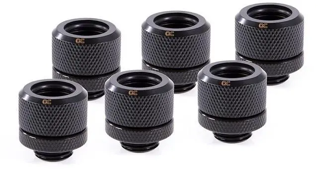 Main image of Alphacool Eiszapfen 14mm HardTube Compression Fitting G1/4 - Knurled - Deep Black - Sixpack (17552)
