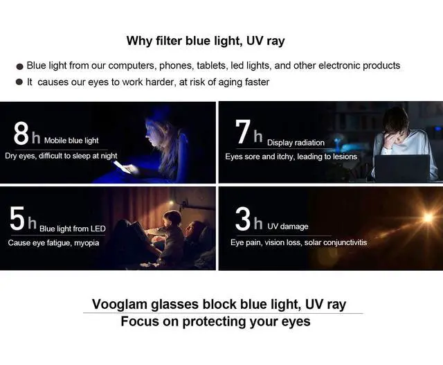 Alt view image 4 of 5 - VOOGLAM Square Blue Light Glasses for Women Anti Eyestrain Dry Eyes Computer Phone TV Eyewear Multicolor Faustyna GJGA282042-04