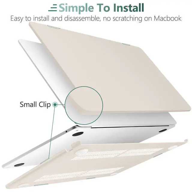 Alt view image 5 of 5 - Yebiseven Case for MacBook Air 15 inch 2024/2023, Hard Shell with Keyboard & Trackpad Protector, OTG Adapter & Camera Cover, Cream Rock Grey