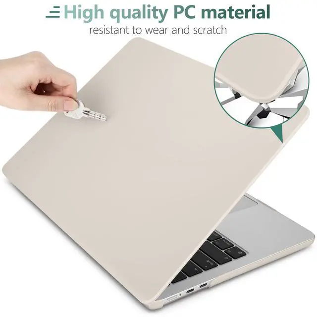 Alt view image 4 of 5 - Yebiseven Case for MacBook Air 15 inch 2024/2023, Hard Shell with Keyboard & Trackpad Protector, OTG Adapter & Camera Cover, Cream Rock Grey