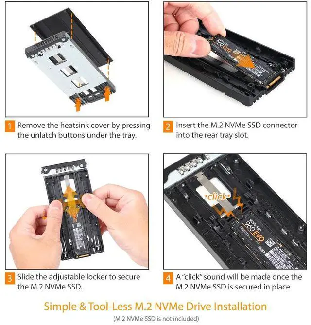 Alt view image 5 of 5 - ICY DOCK 2 Bay M.2 PCIe 3.0/4.0 NVMe SSD Mobile Rack for External 3.5 Drive Bay | ToughArmor MB834M2K-B