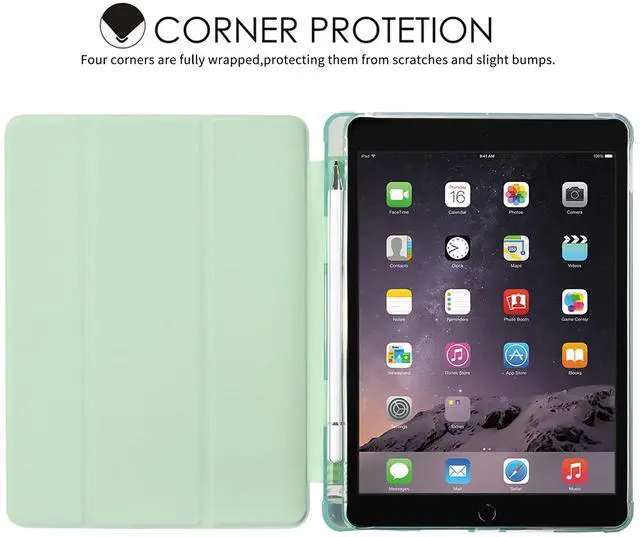 Alt view image 2 of 5 - JOYLAND Lemon Green iPad Case - 7th/8th/9th Gen, 10.2" - 2019/2020/2021, Anti-Scratch, Shockproof, Pencil Holder, Lightweight, Smart Trifold Stand