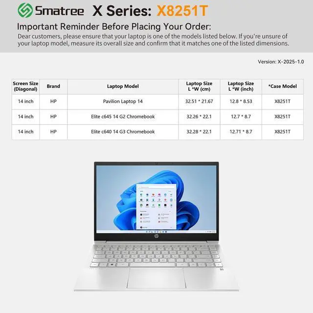 Alt view image 2 of 5 - Smatree Hard EVA Protective Sleeve Case Compatible for 14 inch HP Elite C645 G2 Chromebook/Elite C640 14, for 14inch HP Pavilion Laptop 14-dv2097nr/14-ec1097nr Water-Proof Sleeve (X8251T)