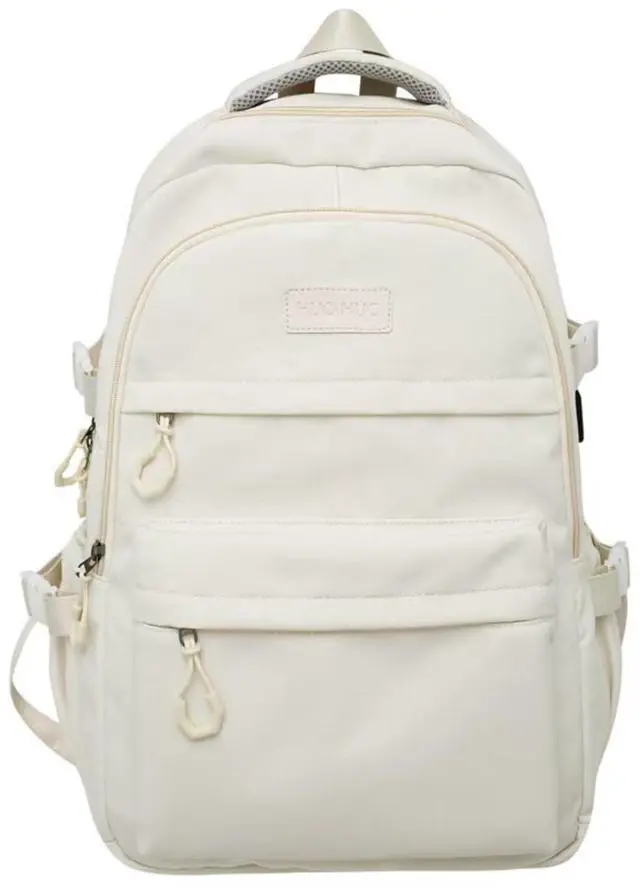 Main image of MININAI Preppy Backpack for Women Teen Girls Boys Large Laptop Bookbag Casual College Daypack Cute Aesthetic School Supplies (White)