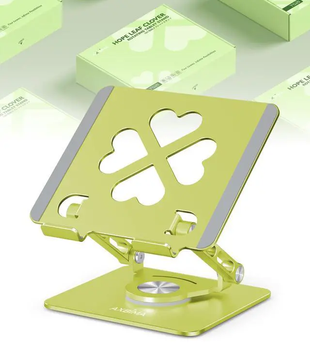 Main image of Axbima Tablet Stand for iPad,360° Rotating Desktop Holder - Aluminum Adjustable & Foldable Desk Holder for iPad Pro 12.9/11,Air 10.9,Samsung Tab S9,Portable Home/Office,Gift for Adults,Teens (Green)
