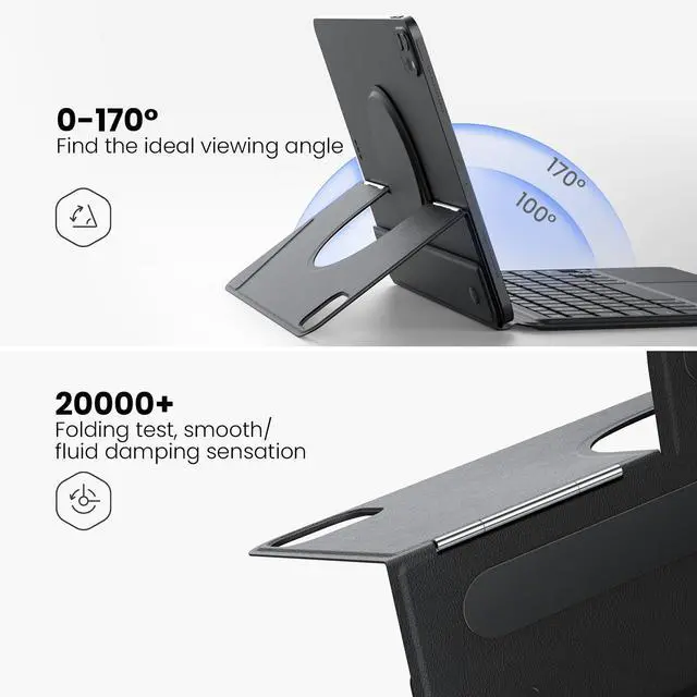 Alt view image 5 of 5 - Nillkin Magnetic Stand Keyboard for iPad Pro 11" 2024 M4  Detachable Backlit Keyboard, Multi-Angle Stand, Thin and Light Portable-Polar Night Black