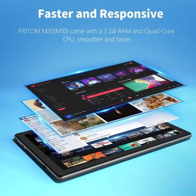 Alt view image 4 of 5 - Android Tablet 10 inch with 64GB ROM, 3GB RAM, 512GB Expandable, Quad-Core, HD IPS Screen, 2MP + 8MP Dual Camera,5G Wi-Fi, Stable Tablet with 6000mAh Battery