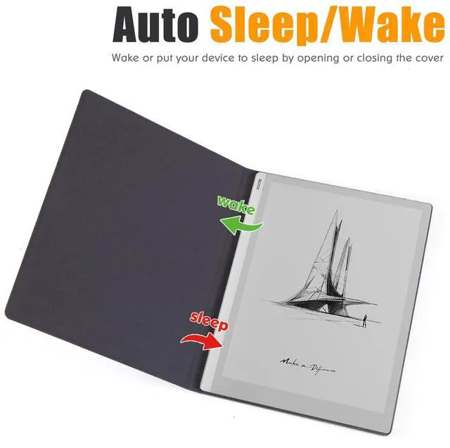 Alt view image 2 of 5 - LaoShuSheng Magnetic Case for 10.3" Onyx Boox Go 10.3 ePaper Tablet (2024 Released) - Ultra-Thin Lightweight, PU Leather Book Folio Cover with Auto Sleep/Wake (Cloth Black)