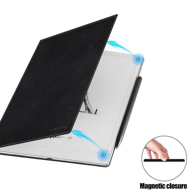 Alt view image 3 of 5 - LaoShuSheng Magnetic Case for 10.3" Onyx Boox Go 10.3 ePaper Tablet (2024 Released) - Ultra-Thin Lightweight, PU Leather Book Folio Cover with Auto Sleep/Wake (Cloth Black)